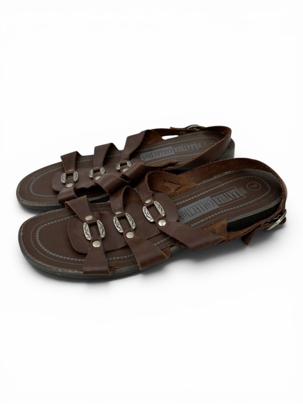 Leather Collection Brown Leather Slingback Sandals 7 Comfort Boho Casual Strappy